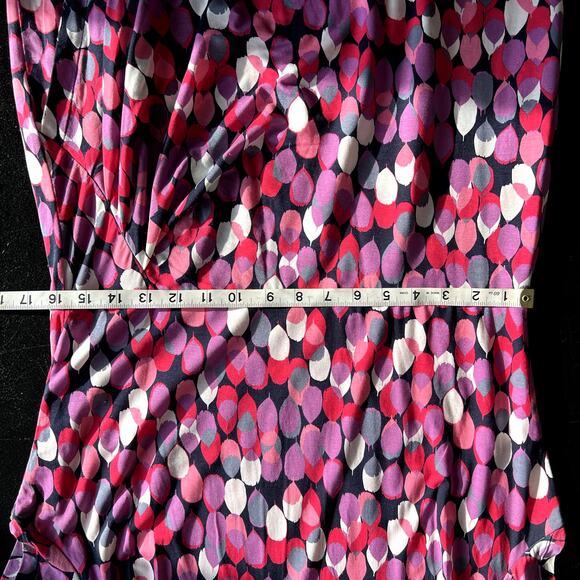 Boden Women Size US10L Bella Geometric Print Jersey Knit Dress Pink/Gray Midi - Picture 8 of 12